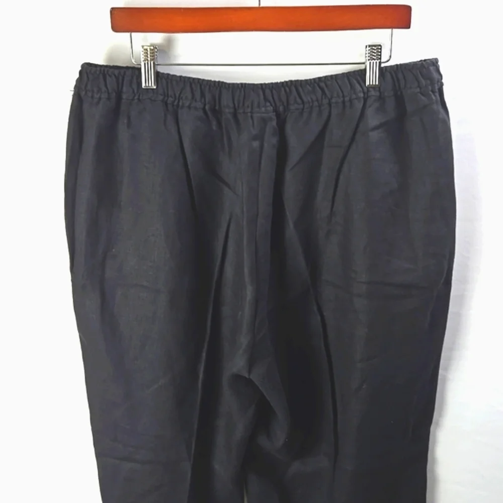 Michael Kors Women's‎ Black Linen Drawstring Pull On Pants Sz 14